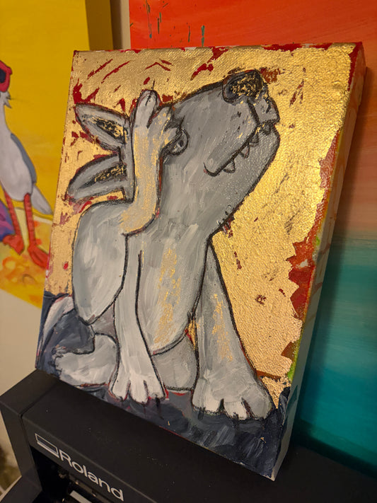 Gold leaf Dog 1 SOLD