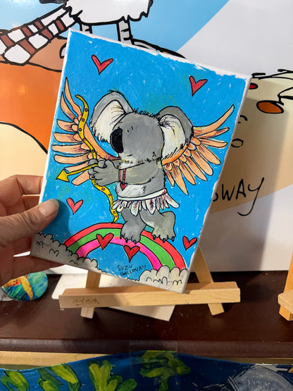 Cupid Koala - Posca Pen Canvas Original (SOLD)