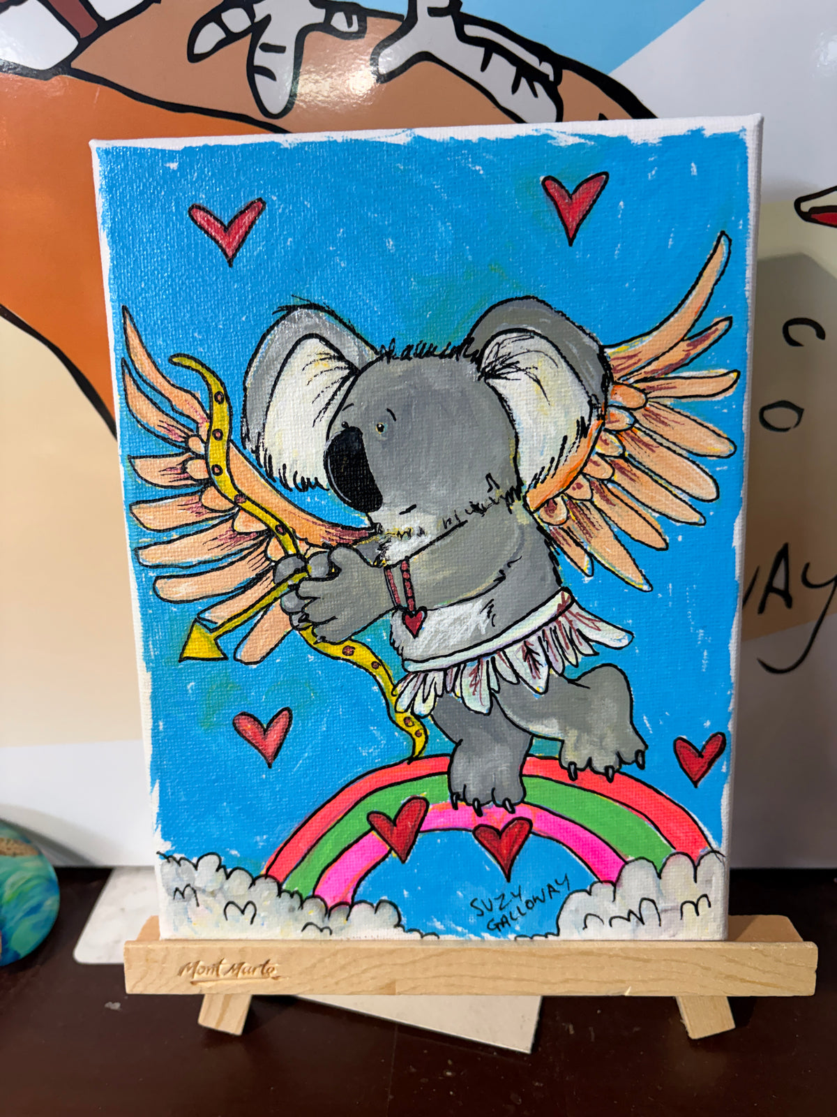 Cupid Koala - Posca Pen Canvas Original (SOLD)