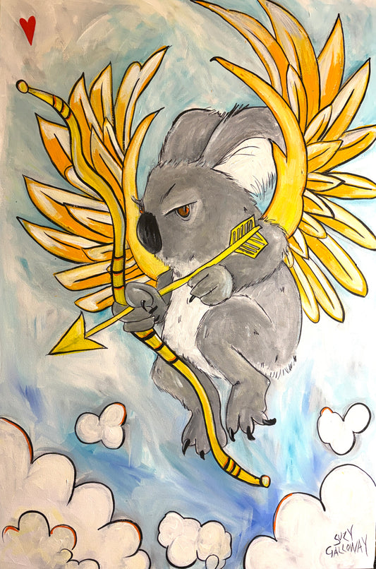 Cupid Koala - Acrylic on canvas Canvas Original
