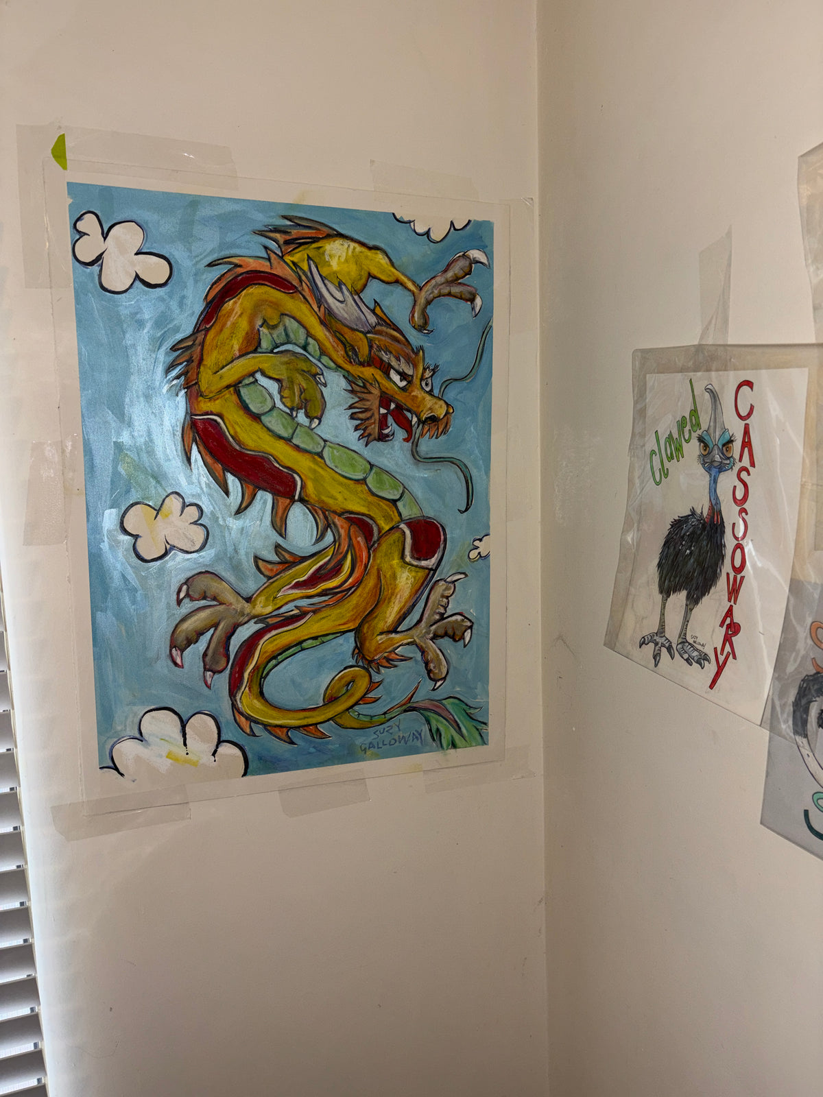Dragon - pastel and ink on cotton paper