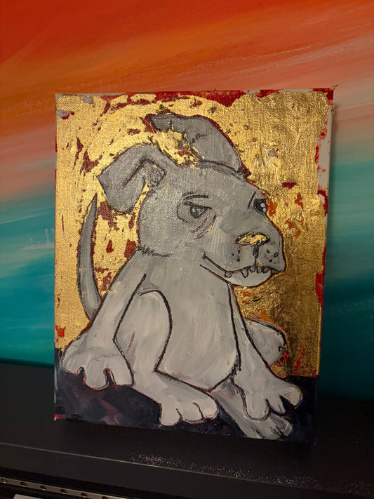 Gold leaf Dog 2 SOLD