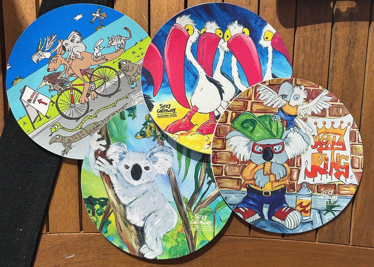 Kangaroo and crew on bike coaster