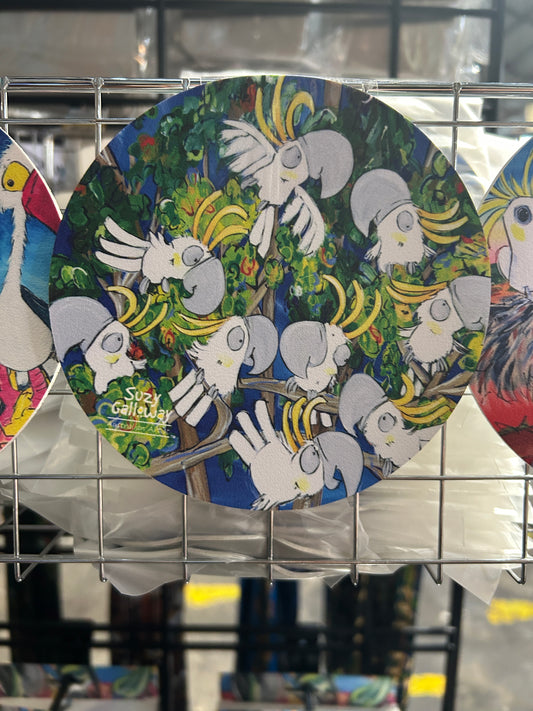 Sulphur crested cockatoos coaster