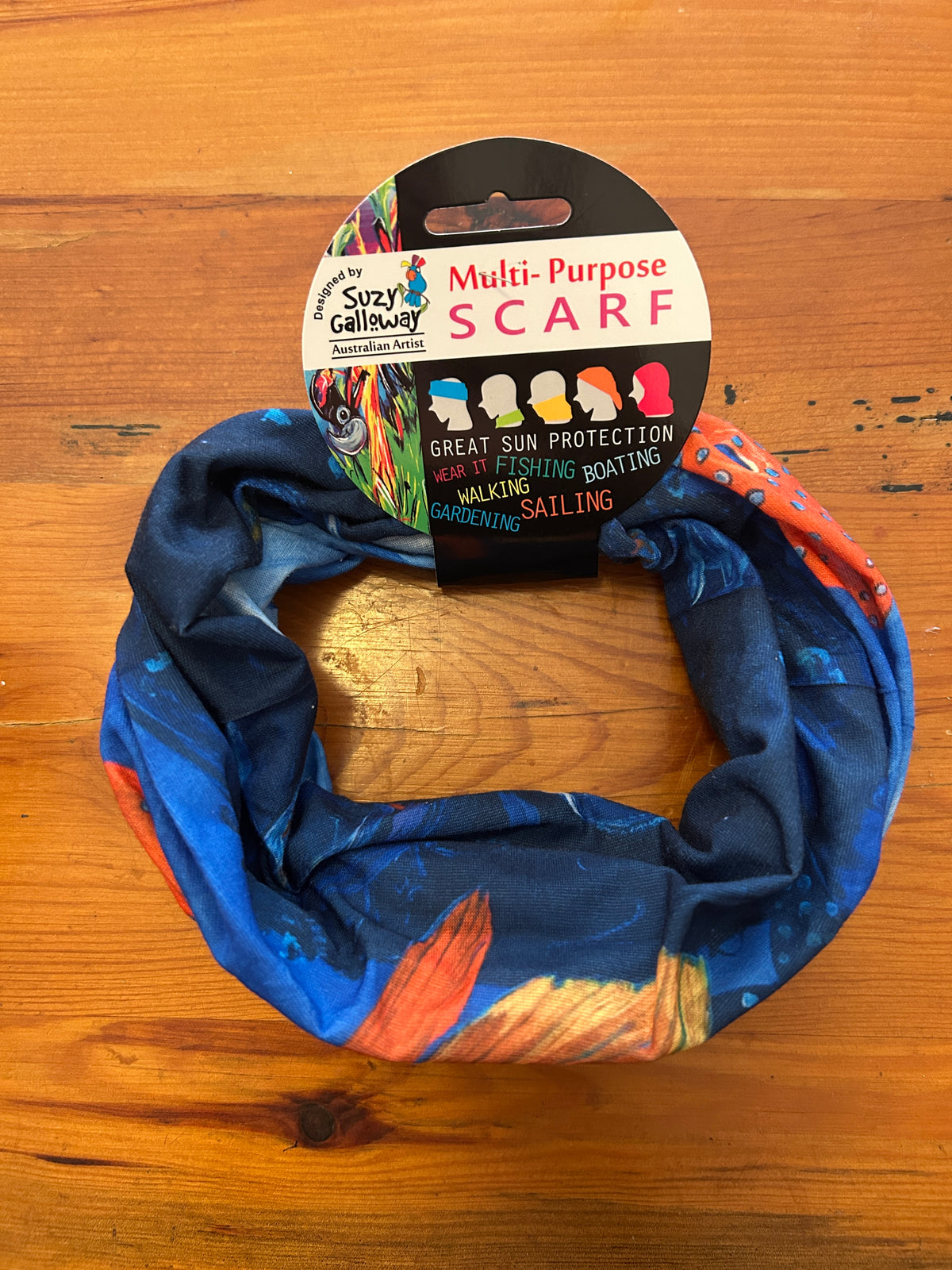Deep blue Coral trout  Multipurpose Headscarf / Tube