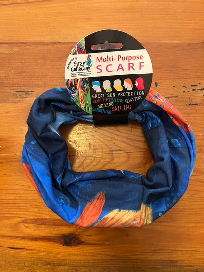 Deep blue Coral trout  Multipurpose Headscarf / Tube